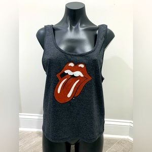 Women’s Rolling Stones Graphic Print  Gray Rock Crop Tank Top XL NWOT